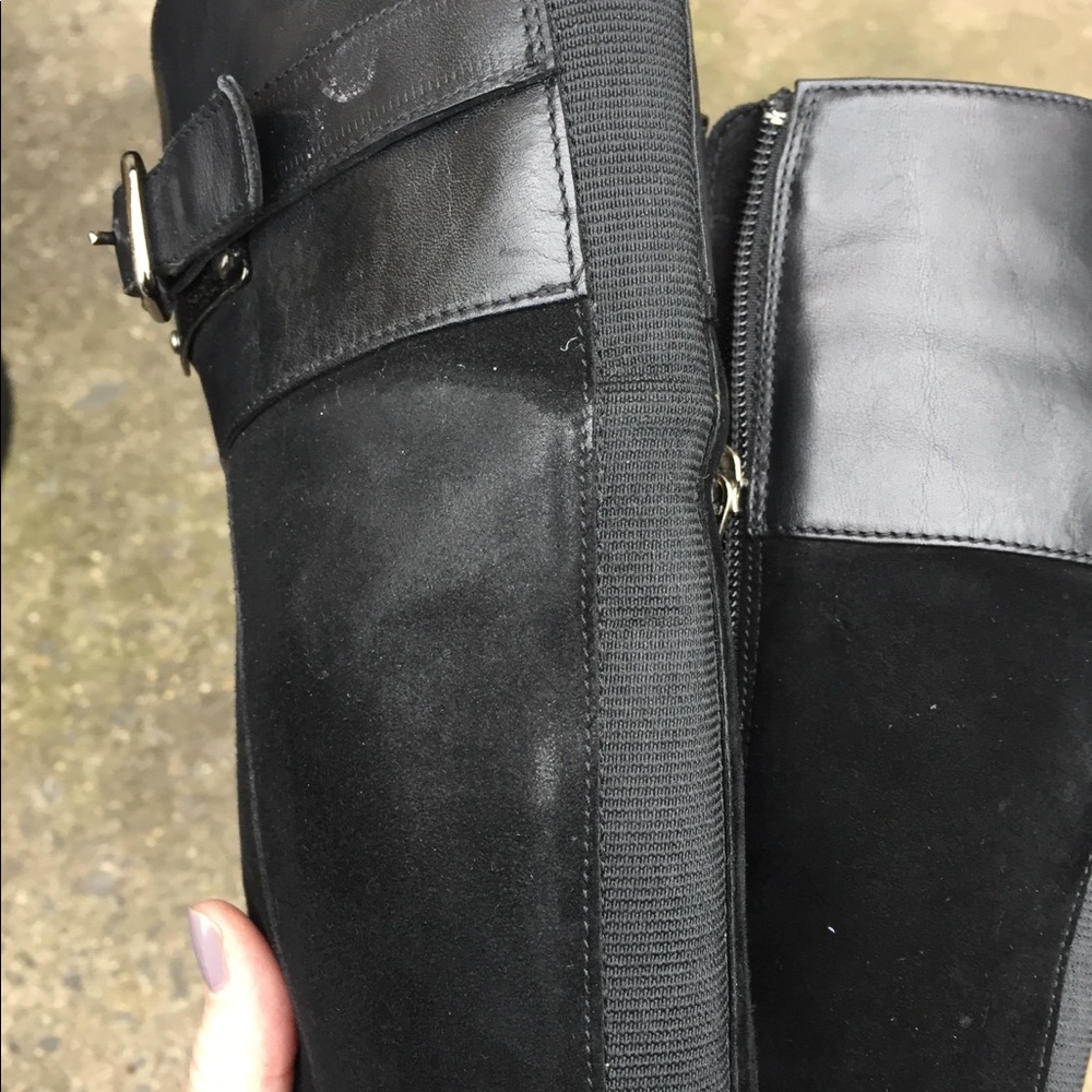 Aquatalia Tall Black Leather & Suede Buckle, Sz 8 - Picture 5 of 14